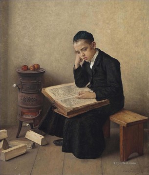 ユダヤ人 Painting - タルムードの難しい一節 イシドール・カウフマン ハンガリー系ユダヤ人